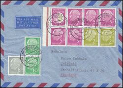 1956  Mischfrankatur auf Auslandsbrief per Luftpost