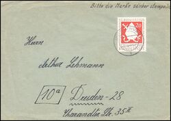 1954  Einzelfrankatur auf Brief