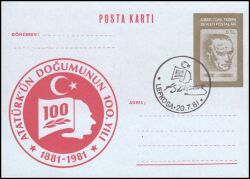 1981  100. Geburtstag von Atatürk - Ganzsache