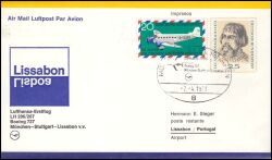 1973  Lufthansa Erstflug mit Boeing 727 von Mnchen - Lissanon