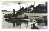 Neuburg am Rhein - alte Zollstation mit Boot unter HK-Flagge