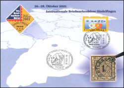 2001  Werbekarte zur Internationalen Briefmarken-Börse in Sindelfingen
