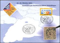 2001  Werbekarte zur Internationalen Briefmarken-Brse in Sindelfingen