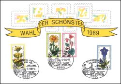 1990  Werbekarte Wahl der Schnsten 1989 - Postdienst 