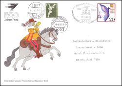1990  Werbekarte "500 Jahre Post" - Postdienst 21