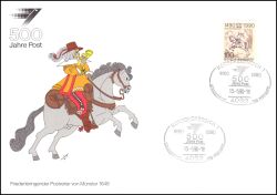 1990  Werbekarte "500 Jahre Post" - Postdienst 21