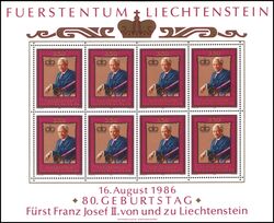1986  Freimarke: 80. Geburtstag von Frst Franz Josef II.