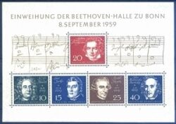1959  Blockausgabe: Einweihung der Beethovenhalle in Bonn