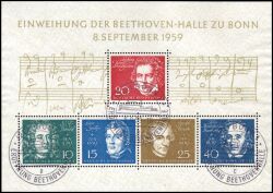 1959  Blockausgabe: Einweihung der Beethovenhalle in Bonn