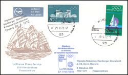 1972  Olympia Post - Sonderflug Lufthansa Kiel - Hamburg - München