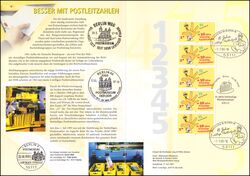 2003  Postamtliches Erinnerungsblatt - 10 Jahre fnfstellige Postleitzahlen