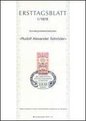 1978  Erstagsblätter BRD - Jahrgang 1978