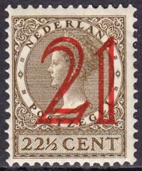 1929  Freimarke: Königin Wilhelmina mit Aufdruck