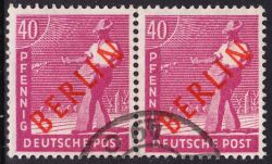 1949  Freimarken: Rotaufdruck