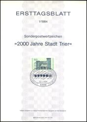 1984  Erstagsblätter BRD - Jahrgang 1984