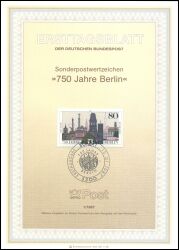 1987  Erstagsblätter BRD - Jahrgang 1987