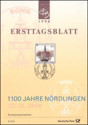 1998  Erstagsblätter BRD - Jahrgang 1998