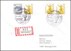1988  Mischfrankatur auf R-Brief