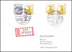 1988  Mischfrankatur auf R-Brief