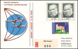 1975  Erste Direkte Luftpost-Abfertigung Genf - Hanoi ab Liechtenstein