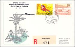 1976  Erste Direkte Luftpost-Abfertigung Genf - Oran ab Liechtenstein