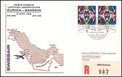 1976  Erste Direkte Luftpost-Abfertigung Zrich - Bahrein ab Liechtenstein