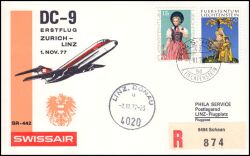 1977  Erstflug DC-9 Zürich - Linz ab Liechtenstein
