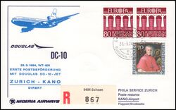 1984  Erste Postbeförderung Douglas DC-10 Zürich - Kano ab Liechtenstein