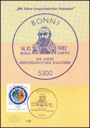 1982  Maximumkarte - Gregorianischer Kalender