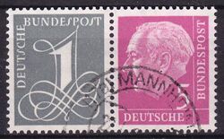 1200 - 1958  Freimarke: Bundesprsident Theodor Heuss - Zusammendruck