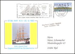 1993  Sonderkarte der "Gorch Fock" zur 97/98. Ausbildungsreise
