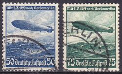 1936  Flugpostmarken: Fahrt des LZ 129 nach Nordamerika