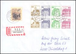 1990  Mischfrankatur auf R-Brief