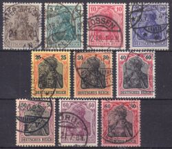 1915  Freimarken: Germania - Kriegsdruck