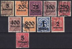 1923  Dienstmarken mit neuem Wertaufdruck
