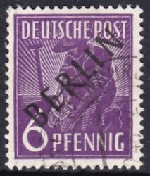 1948  Freimarken: Schwarzaufdruck Berlin  06 Pfennig