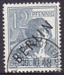 1948  Freimarken: Schwarzaufdruck Berlin  12 Pfennig