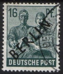1948  Freimarken: Schwarzaufdruck Berlin  16 Pfennig