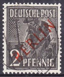1949  Freimarken: Rotaufdruck  Berlin  02 Pfennig