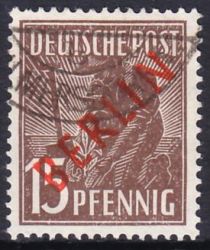1949  Freimarken: Rotaufdruck  Berlin  15 Pfennig