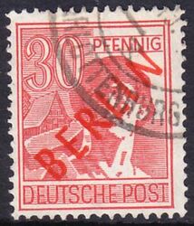 1949  Freimarken: Rotaufdruck  Berlin  30 Pfennig