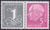 1958  Freimarken: Theodor Heuss/Ziffer
