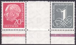1956  Freimarken: Theodor Heuss/Ziffer