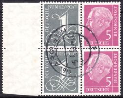 1958  Freimarken: Theodor Heuss/Ziffer
