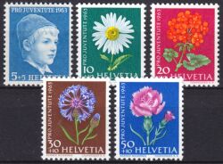 1963  "Pro Juventute": Wiesen- und Gartenblumen
