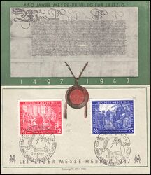 1947  Messekarte mit Plattenfehler - FDC