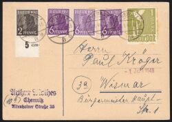 1948  Fernpostkarte - MiF / ZF 2b