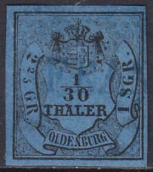 1852  Freimarke: Oldenburgisches Hauswappen mit Krone