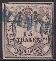 1852  Freimarke: Oldenburgisches Hauswappen mit Krone