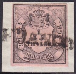 1852  Freimarke: Oldenburgisches Hauswappen mit Krone